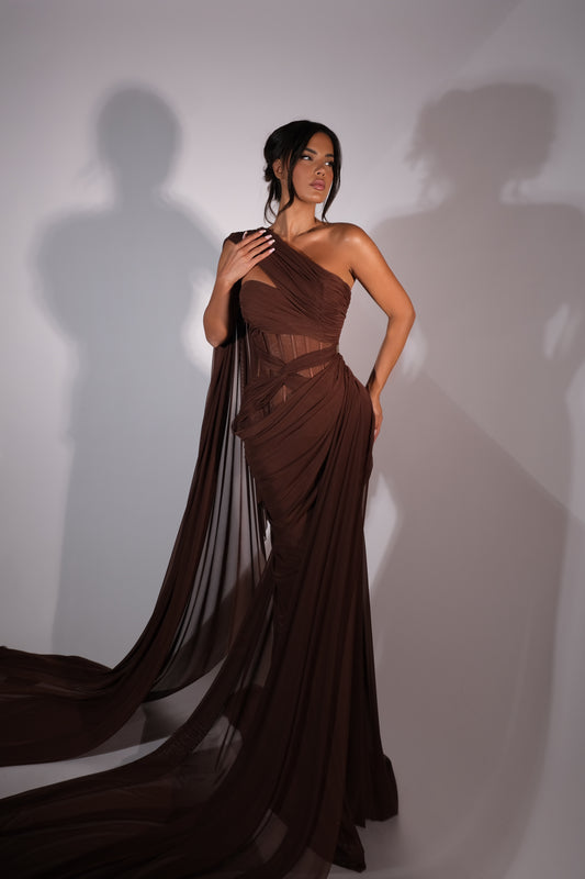 Margot - Ruched Asymmetrical Draped Dress