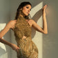 Emeliná - High Halter Gold Dress