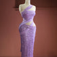 Marie - Beaded Asymmetrical Purple Dress