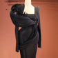 Emilye - Feathered Draped Black Dress