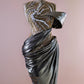 Metallic Gold Draped Gown with Illusion Bodice