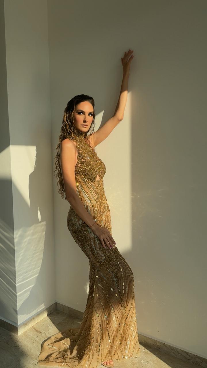 Emeliná - High Halter Gold Dress