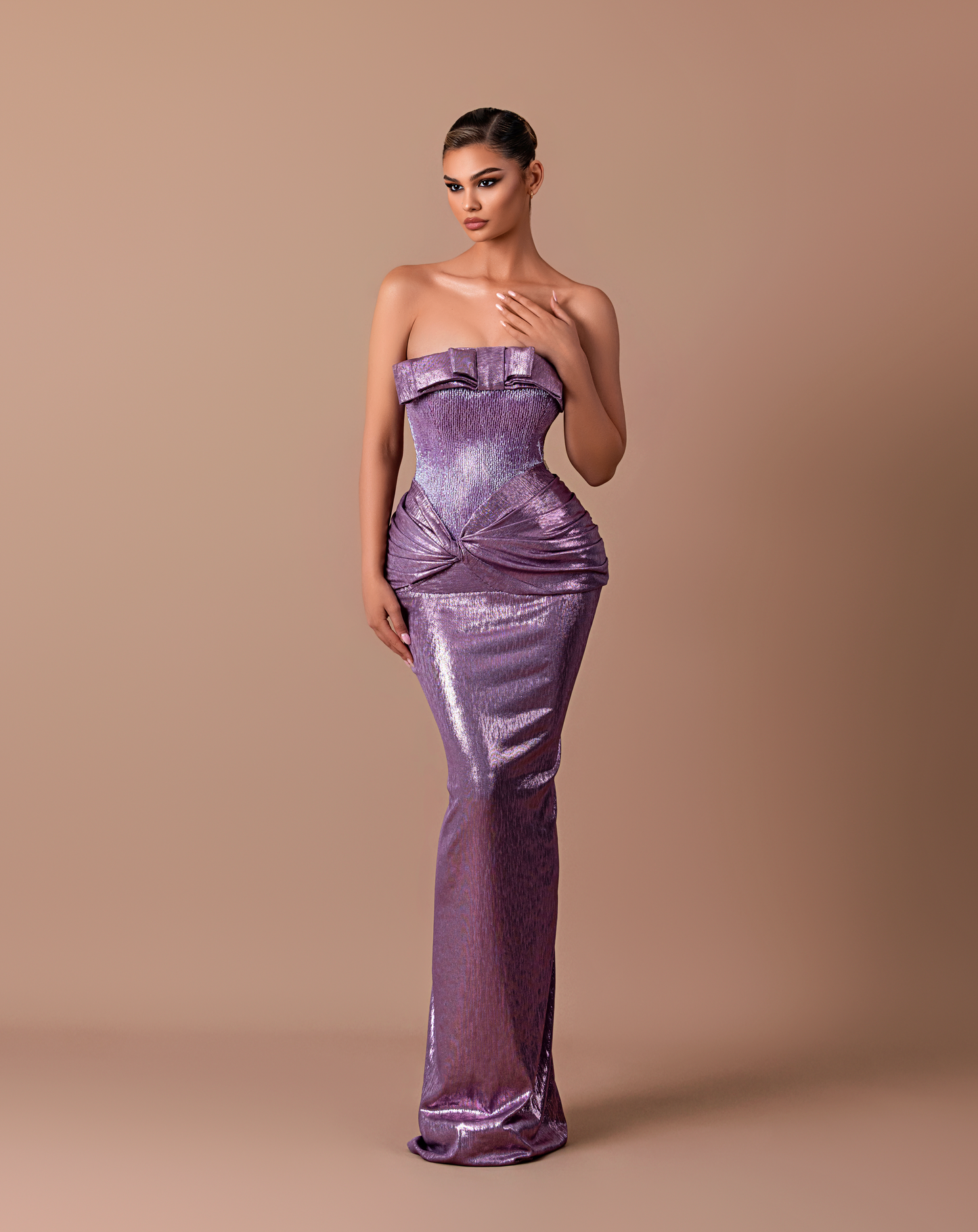 Dusk - Strapless dress with bow detail