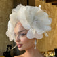 Oversized Floral Headpiece with Crystal Veil & Bow Gloves