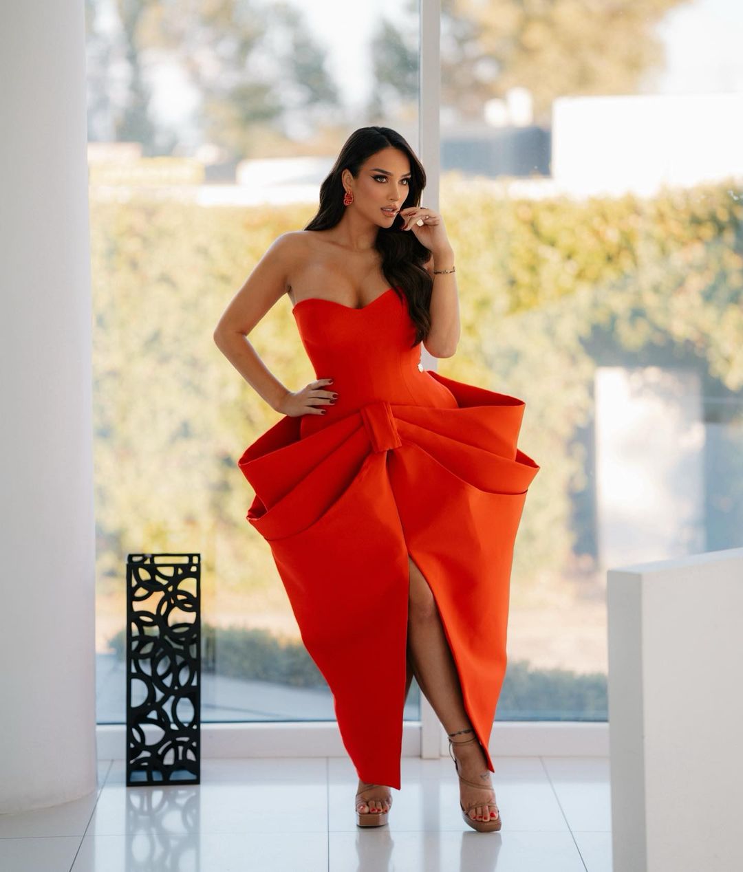 Liara -  Red Midi dress