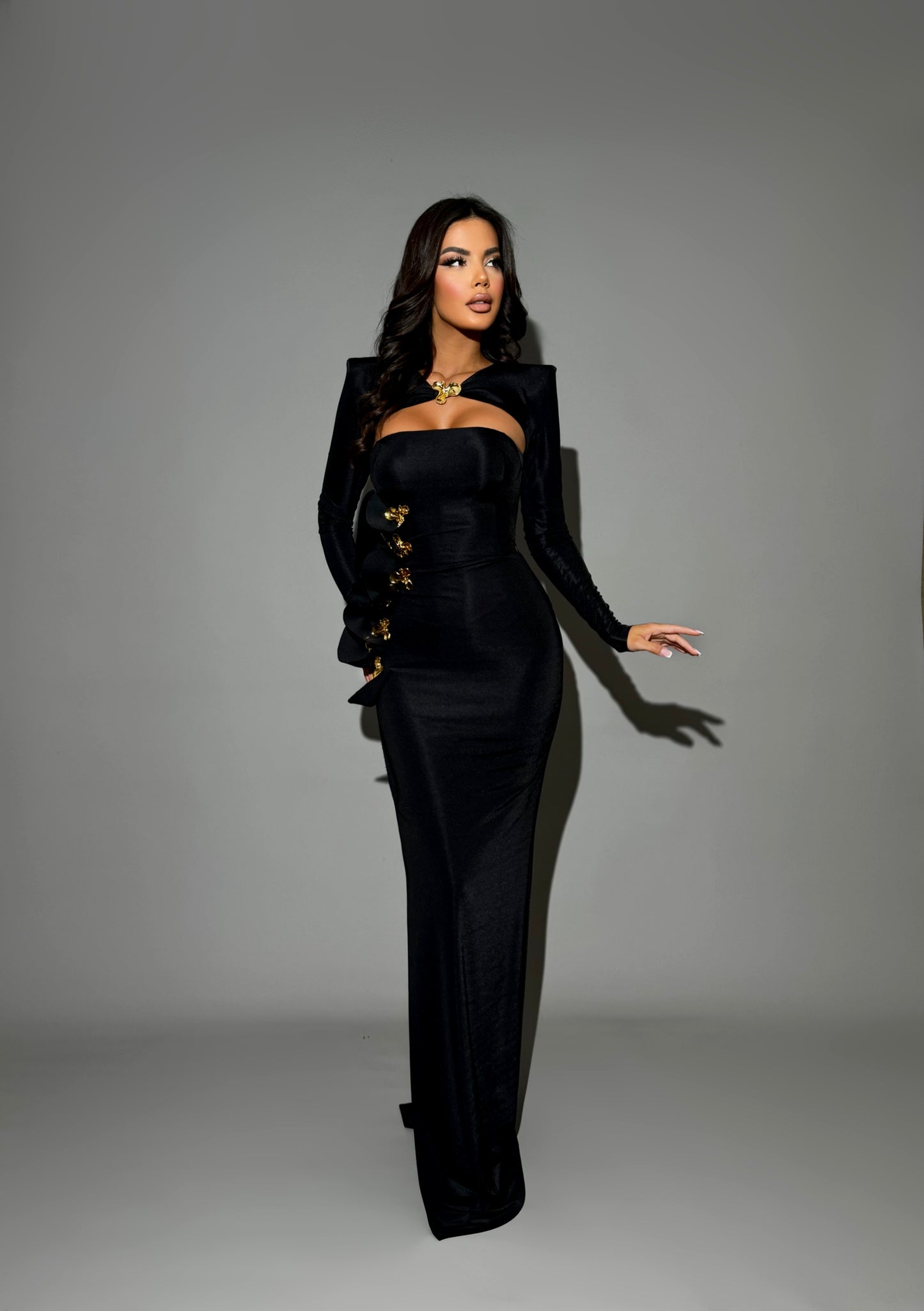 Amaterasu - High Neck dress with gold embellishments