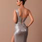 Novany - One shoulder crystal embellished dress