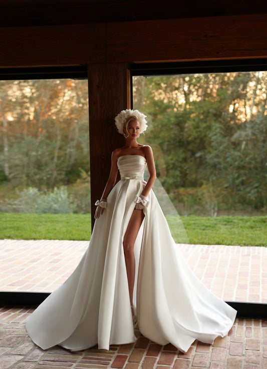 Brittney - Strapless High Slit Bridal Gown