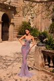 Elaris - Lavender Strapless Crystal Dress