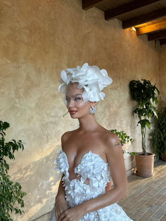 Floral Headpiece with Crystal Face Veil