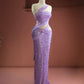 Marie - Beaded Asymmetrical Purple Dress