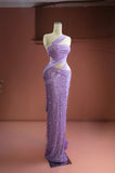 Marie - Beaded Asymmetrical Purple Dress