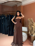 Amy - Corset Gown with Draped Chiffon Skirt