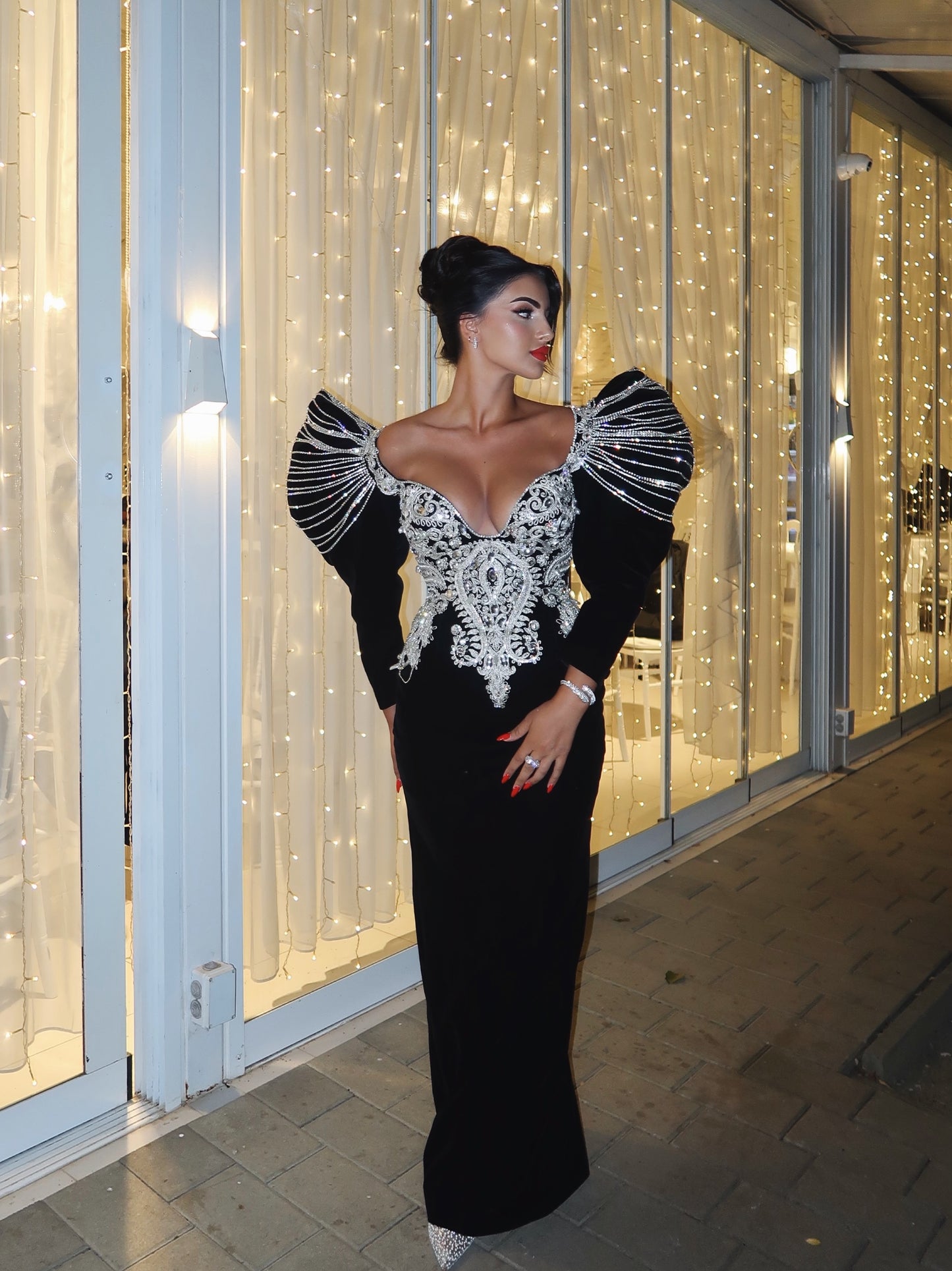 Aurèa - Black Velvet Beaded Dress