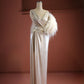Azra - Beaded Feathered Evening Dress
