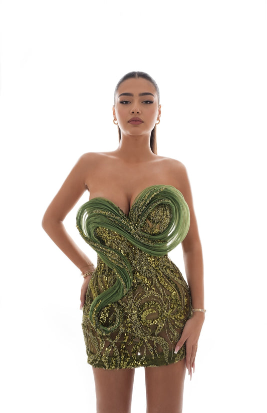 Chei - Sleeveless short dress with handmade embroidery