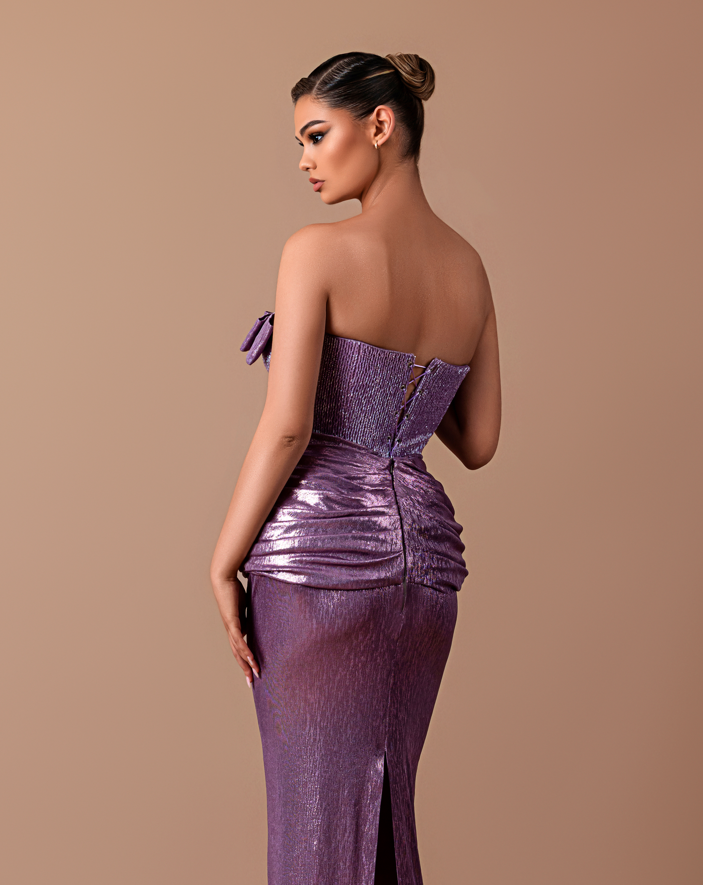 Dusk - Strapless dress with bow detail