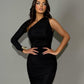 Emerald - One-Sleeve Fitted Dress with Shoulder Accent