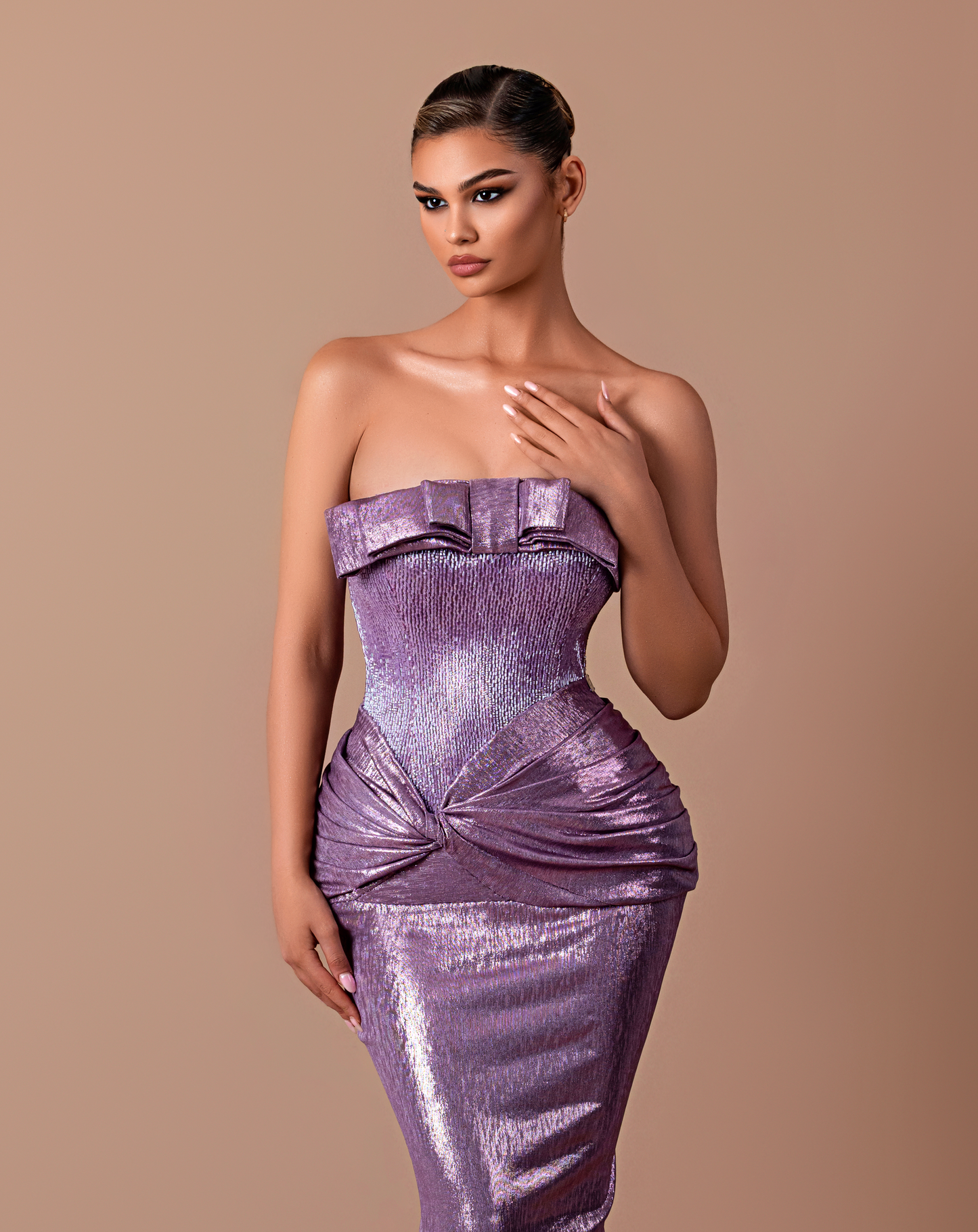 Dusk - Strapless dress with bow detail