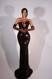 Camellia - Sequin Strapless Dress with Gloves