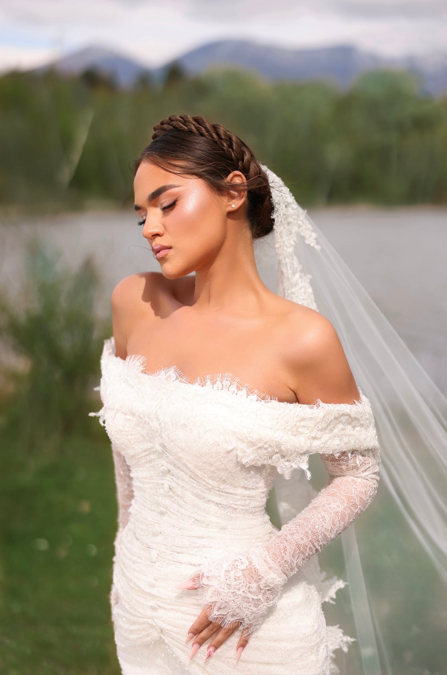 LENY - Draped Lace Corset Mermaid Bridal