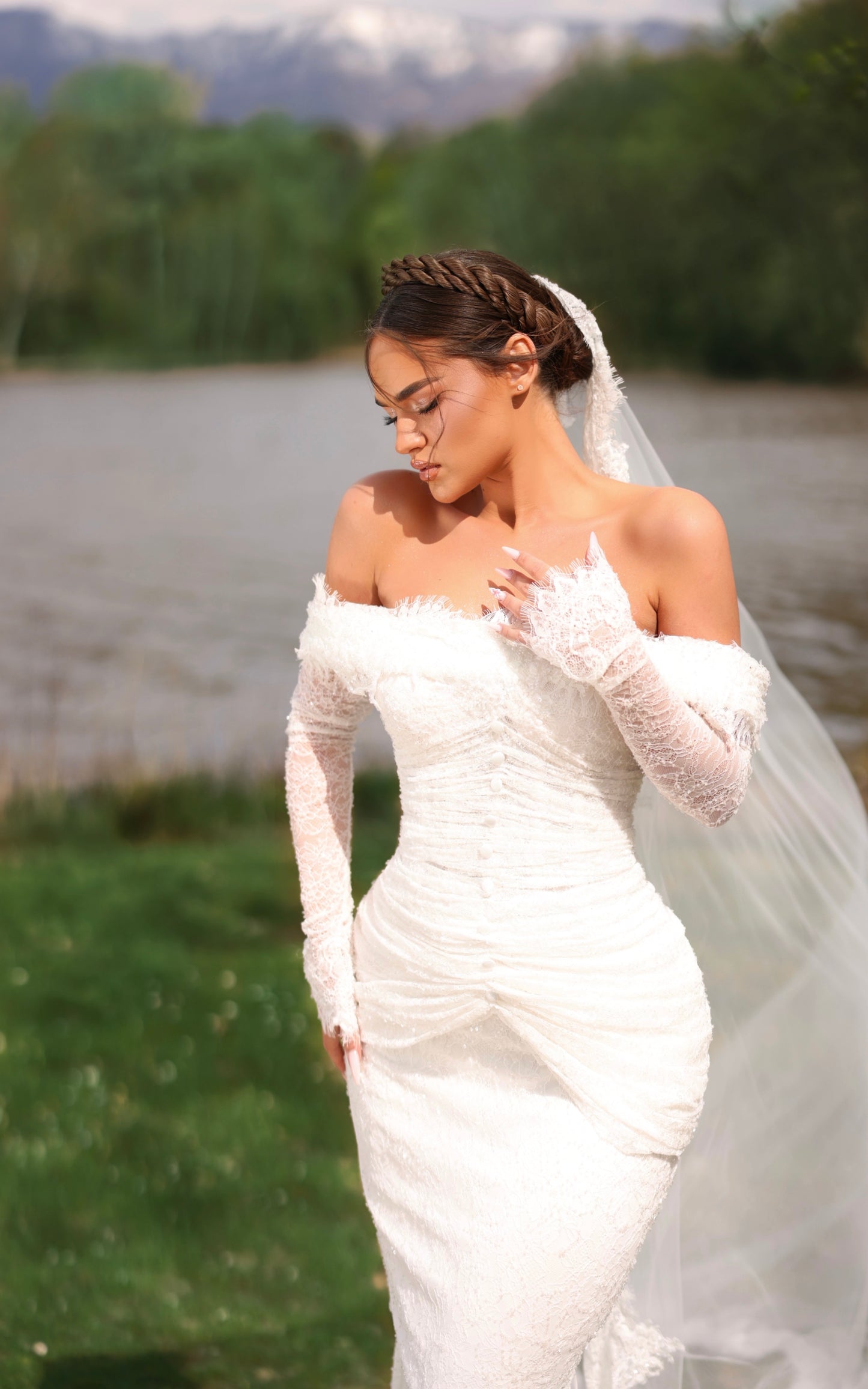 LENY - Draped Lace Corset Mermaid Bridal
