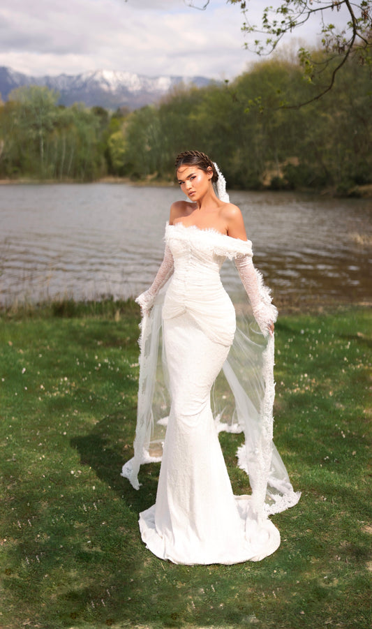 LENY - Draped Lace Corset Mermaid Bridal