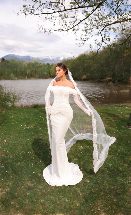 LENY - Draped Lace Corset Mermaid Bridal