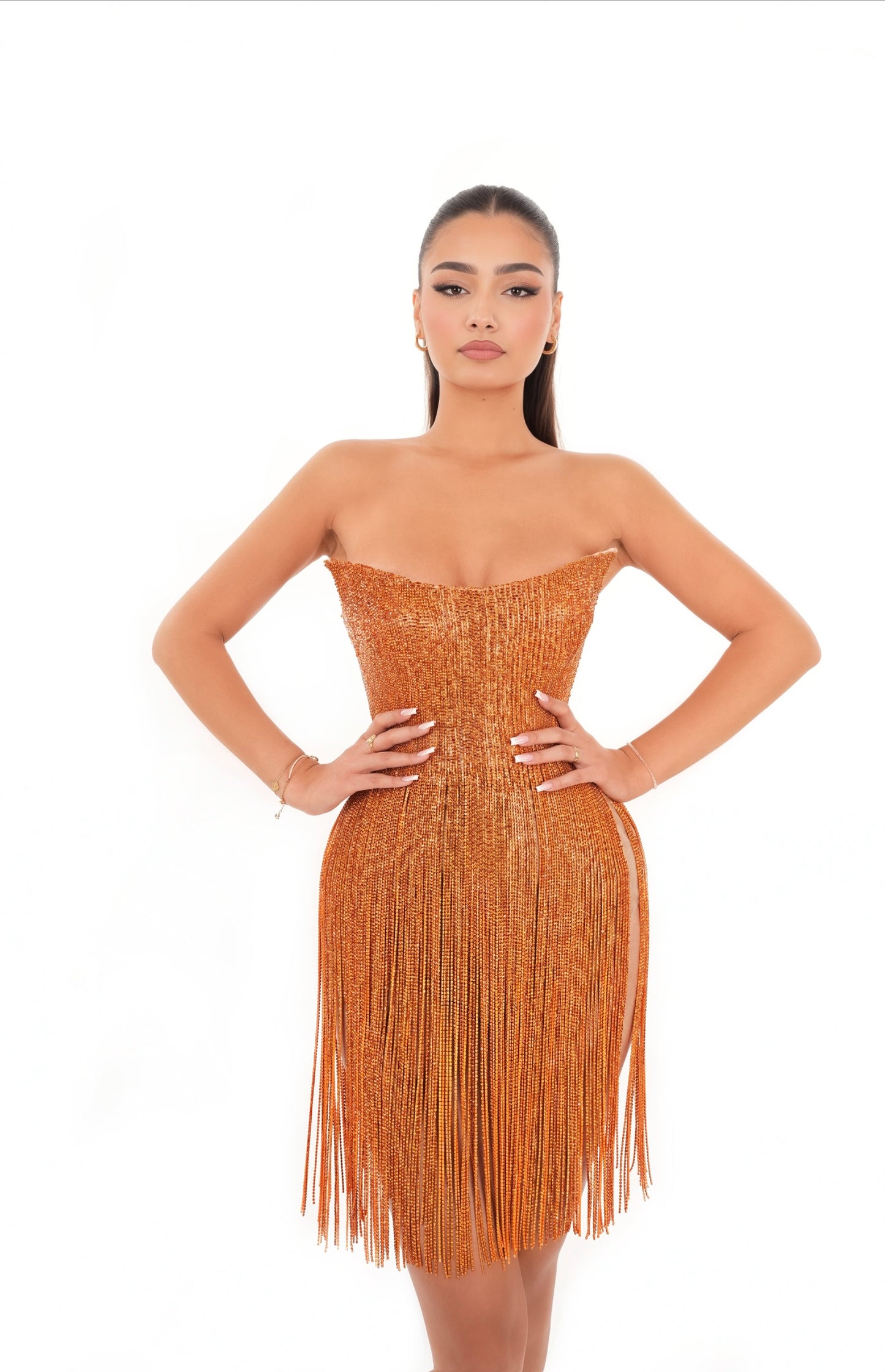 Vivi - Strapless fringed dress