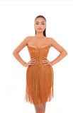 Vivi - Strapless fringed dress