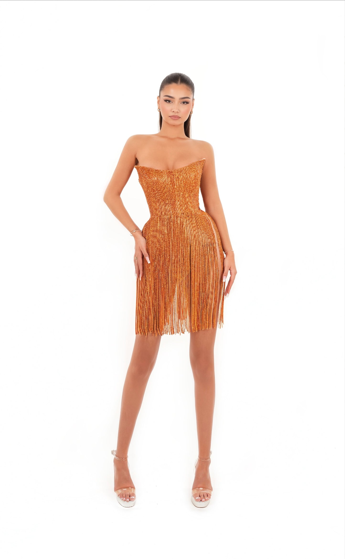 Vivi - Strapless fringed dress