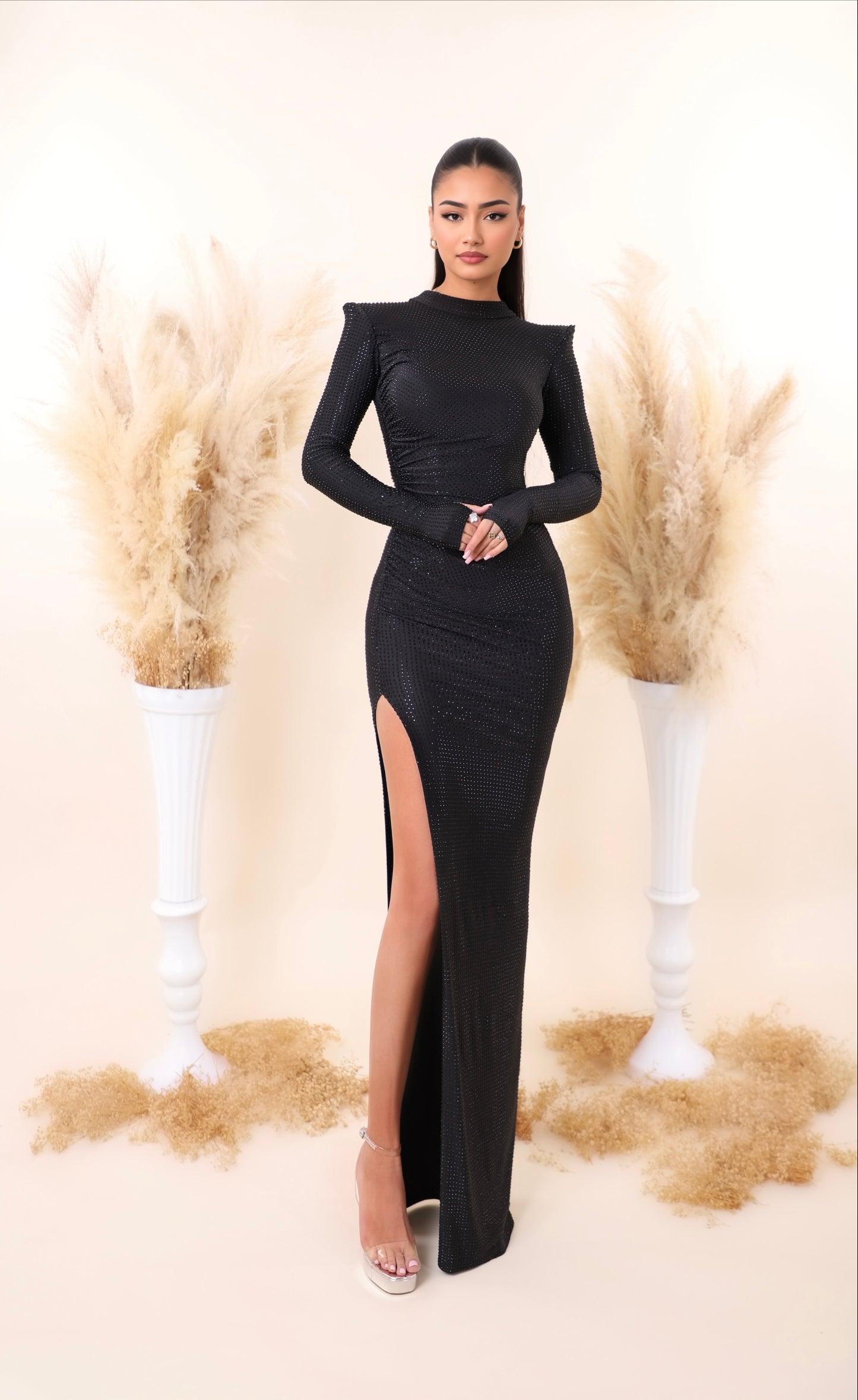 Jula -  High Neck with side slit dress