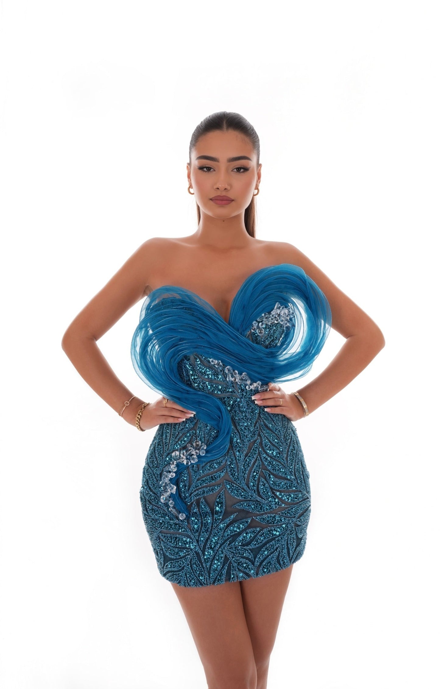 Glow - Sequined adorned short dress