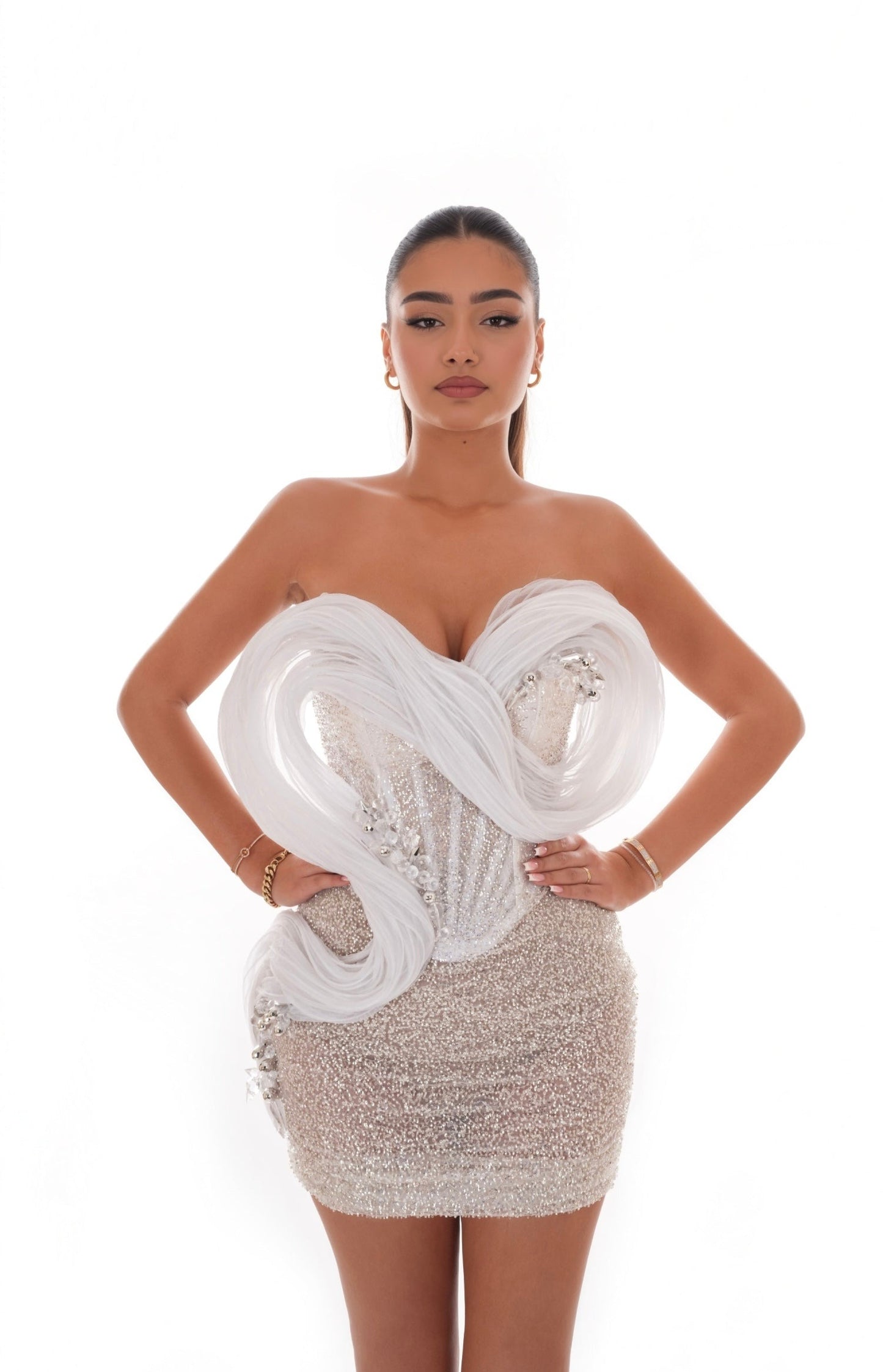 Glow - Sequined adorned short dress