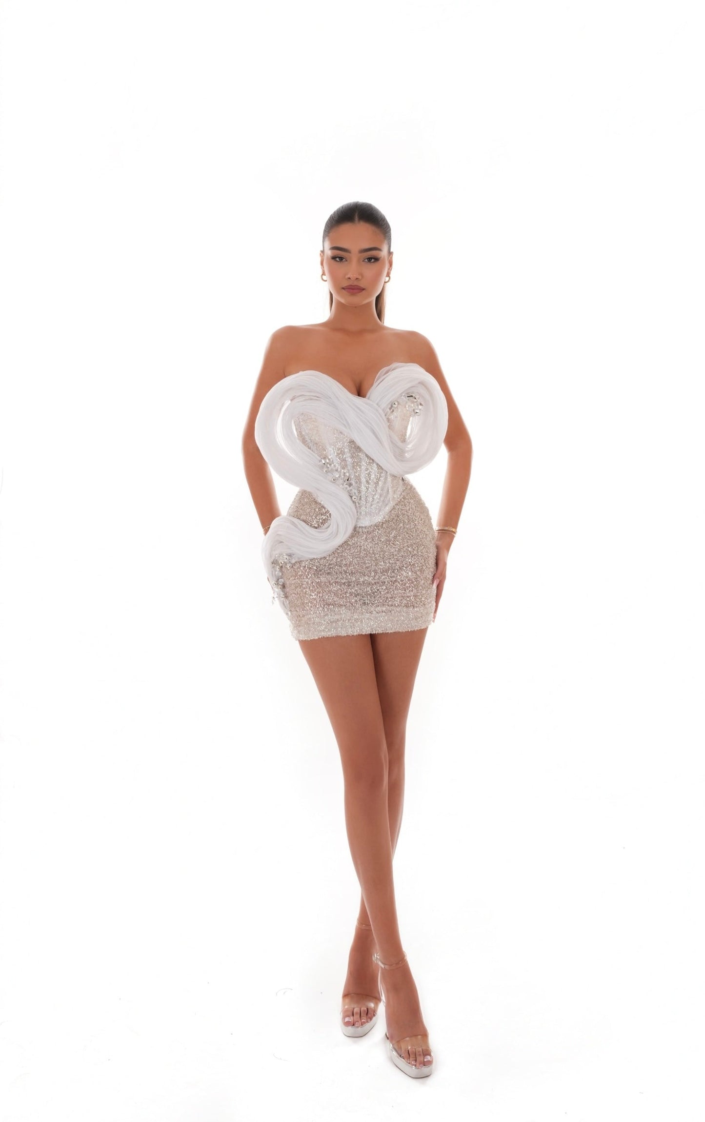 Glow - Sequined adorned short dress