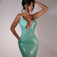 Florina - Mint Sequin Plunge Dress