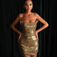 Sheen - Gold Strapless Embellished Dress