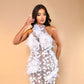 Flora - Halter Floral Appliqué Dress