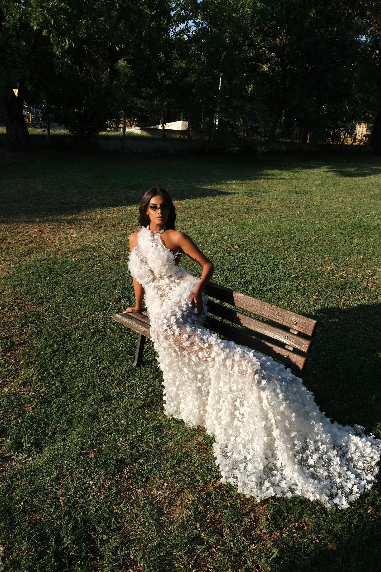 Flora - Halter Floral Appliqué Dress