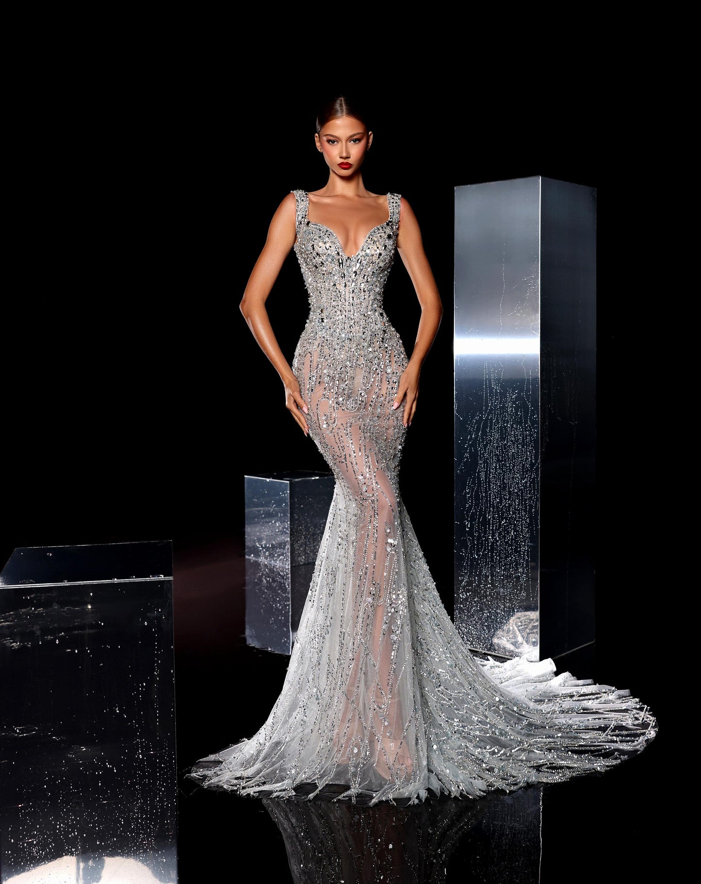 Learah - Sweetheart Beaded Mermaid Dress