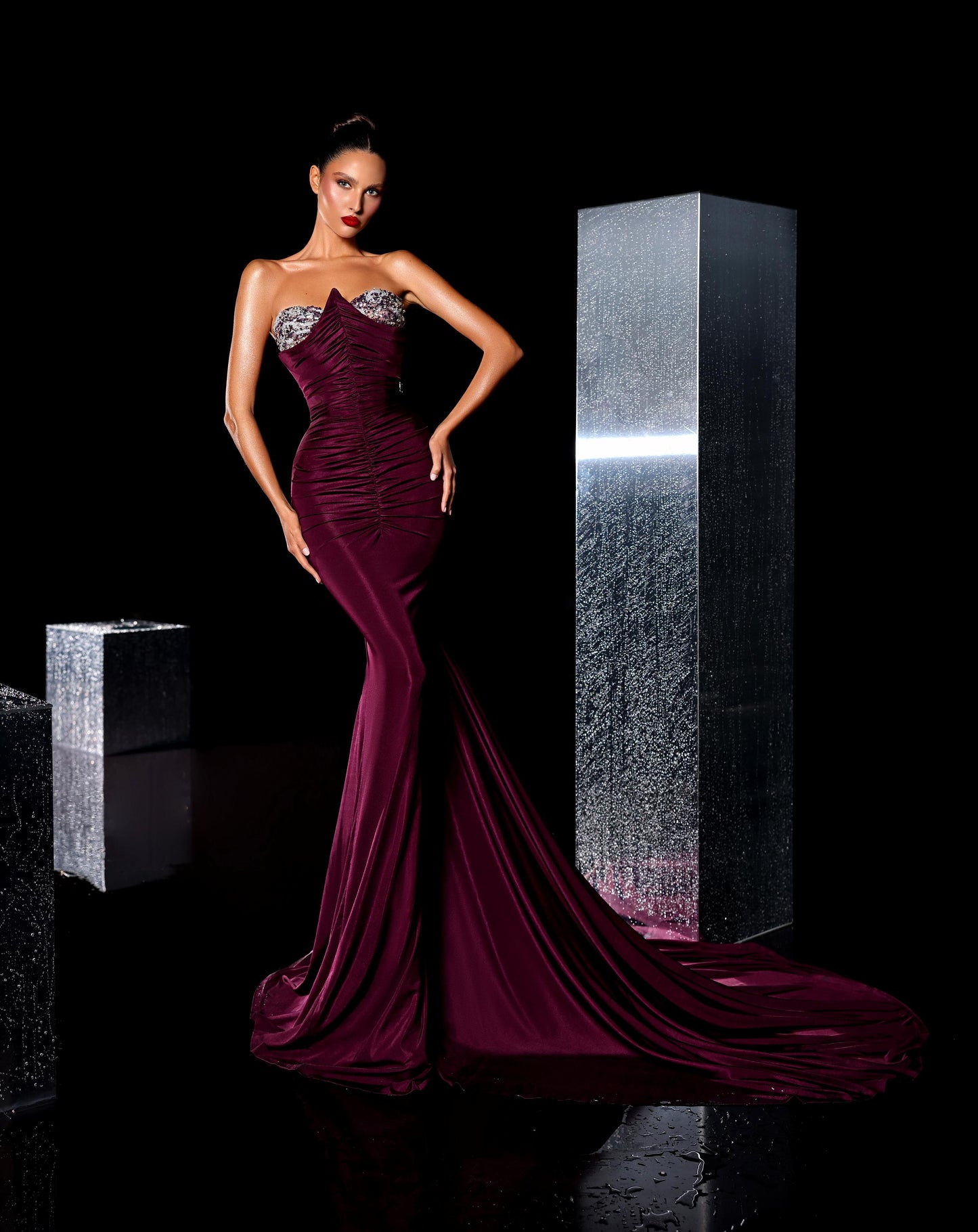 Eva -  Beaded Bust Mermaid Dress