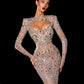 Amelle - Embellished high neck mermaid dress