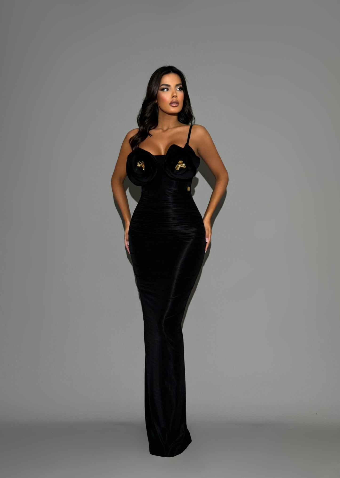 Solis -  Flower embellishments dress and thin straps