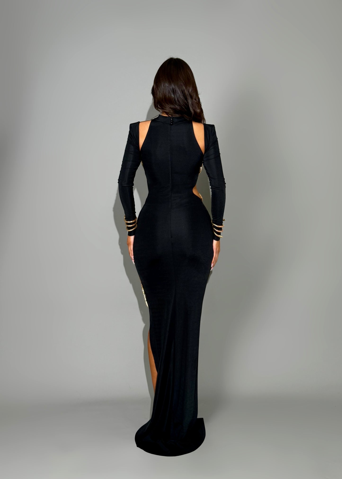 Tiye - Cut-Out Slit Dress with Gold Accents